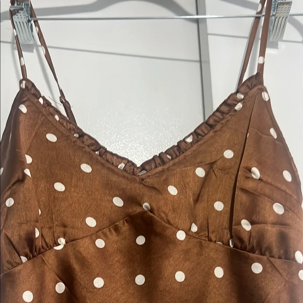 Japna Brown and White Midi Slip Dress - Picture 3 of 4